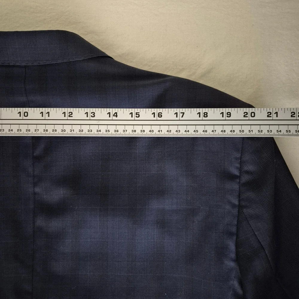 Saks Fifth Avenue Ermenegildo Zegna Suit 46R Navy Plaid Wool 2pc 36x29 Italy
